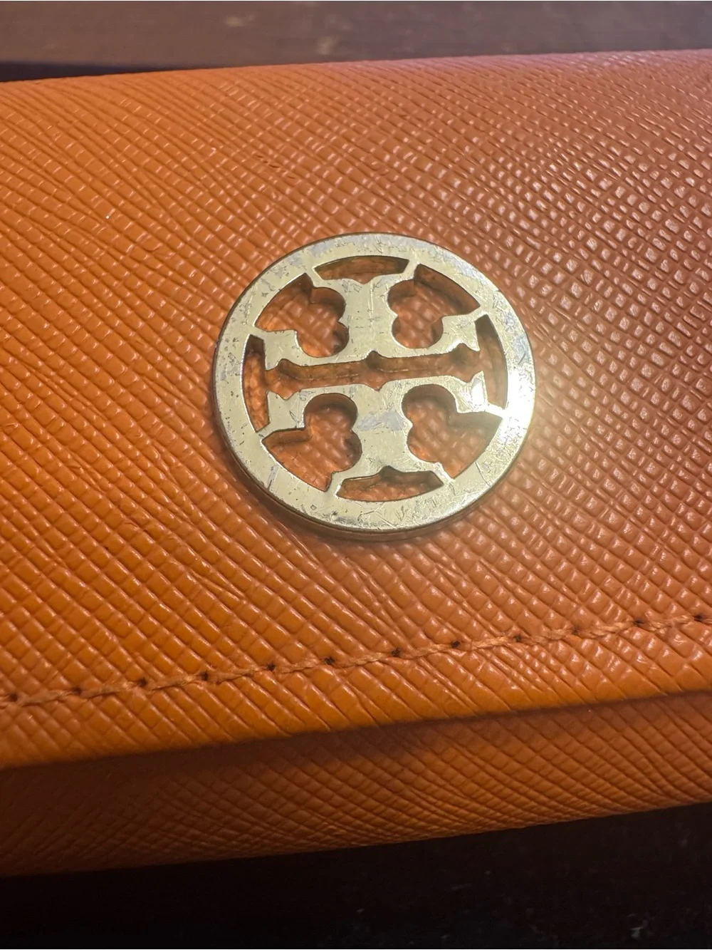 Tory Burch Orange Saffiano Leather Sunglasses Eyeglasses Case